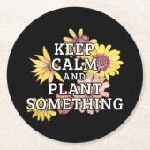 Houd Kalm en Plant Iets - Tuinman Ronde Kartonnen Onderzetter (Voorkant)