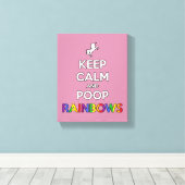 Houd kalm en poep RAINBOWS! Canvas Afdruk (Insitu (Houten vloer))