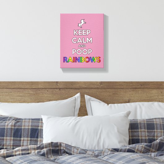 Houd kalm en poep RAINBOWS! Canvas Afdruk (Insitu (Slaapkamer))