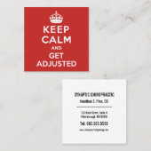 Houd kalm en profiteer van aangepaste chiropractis vierkante visitekaartje (Voorkant / Achterkant)