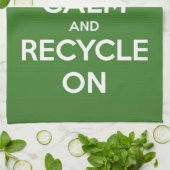 Houd kalm en Recyclen Theedoek (Gevouwen)