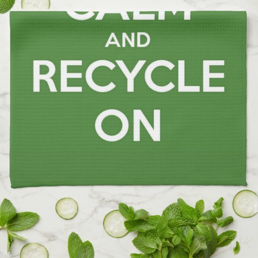 Houd kalm en Recyclen Theedoek (Gevouwen)