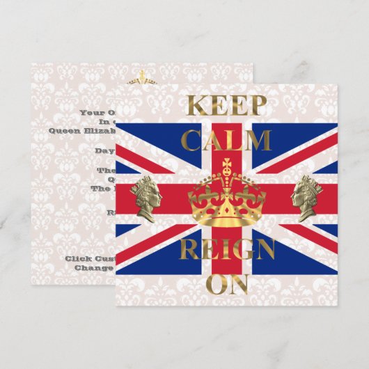 Houd kalm en regent op koninklijk jubileum kaart (Voorkant / Achterkant)
