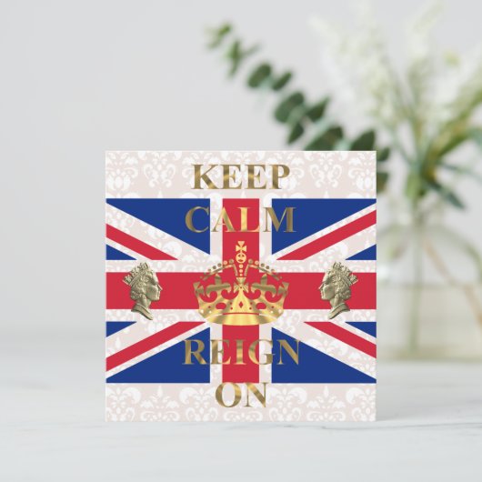 Houd kalm en regent op koninklijk jubileum kaart (Staand voorkant)