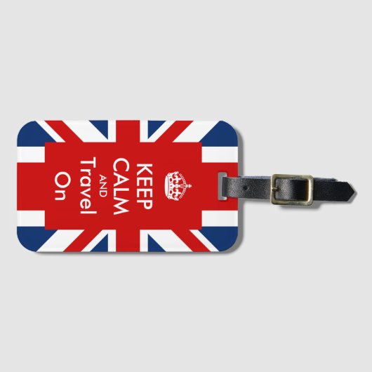 Houd kalm en reis op Britse vlag Bagagelabel (Voorkant (horizontaal))