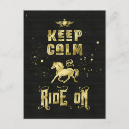 Houd kalm en rijd op goudpaarden briefkaart