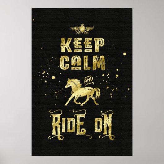 Houd kalm en rijd op goudpaarden poster (Voorkant)