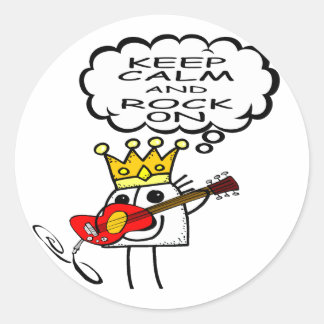 Houd kalm en rock ronde sticker