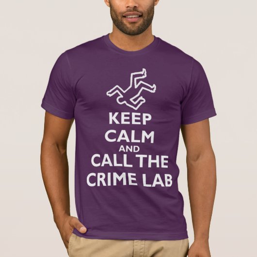 Houd kalm en roep het Laboratorium van de Misdaad T-shirt (Voorkant)