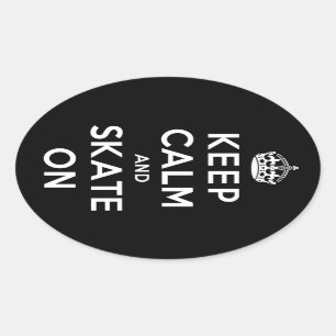 Houd kalm en Schaats aan Ovale Sticker