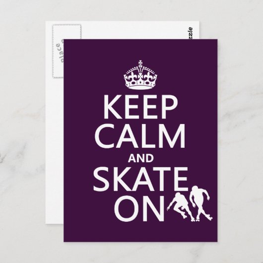 Houd kalm en Schaats aan (rollerskaters) Briefkaart (Voorkant / Achterkant)