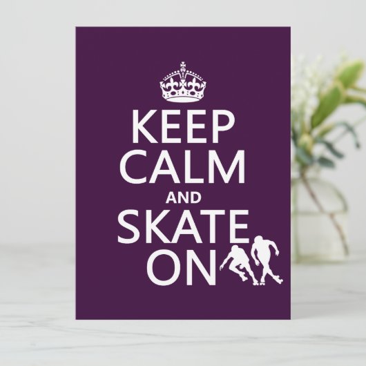 Houd kalm en Schaats aan (rollerskaters) Kaart (Staand voorkant)