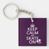 Houd kalm en Schaats aan (rollerskaters) Sleutelhanger (voorkant)