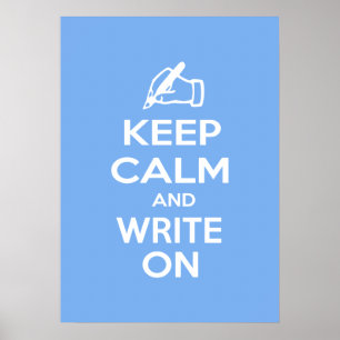 Houd kalm en schrijf op meme poster