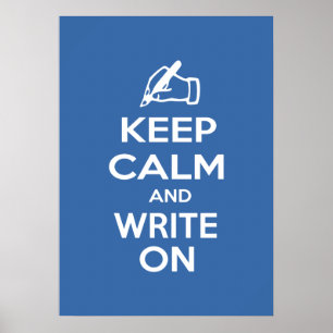 Houd kalm en schrijf op meme poster