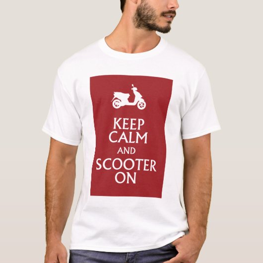 Houd kalm en Scooter op T-shirt (Voorkant)
