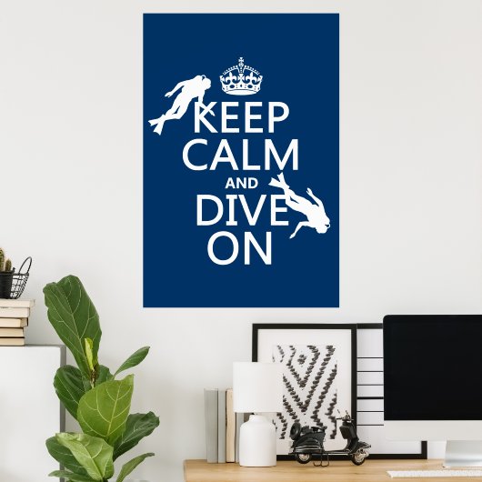 Houd kalm en (scuba) duik op (in om het even welke poster (Thuiskantoor)