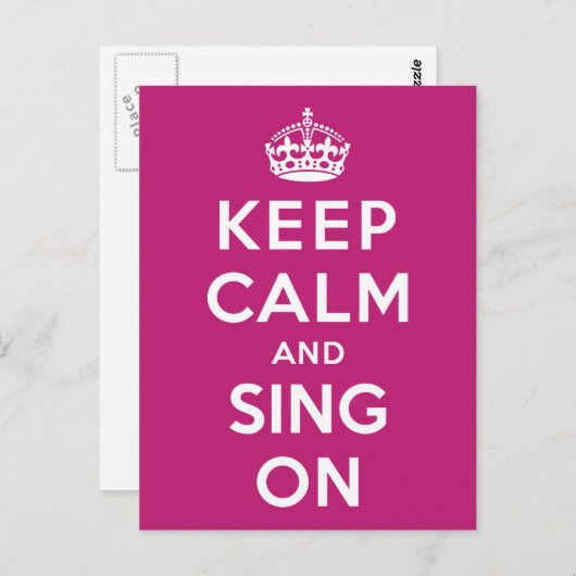 Houd kalm en Sing aan Briefkaart (Voorkant / Achterkant)