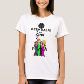 Houd kalm en Sing Barbershop Cartoon Dames T-shirt (Voorkant)