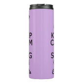 Houd kalm en Sing op aangepaste naam en kleurentum Thermosbeker (Achterkant)