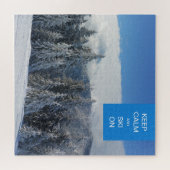 Houd kalm en ski op winterlandschap legpuzzel (Horizontaal)