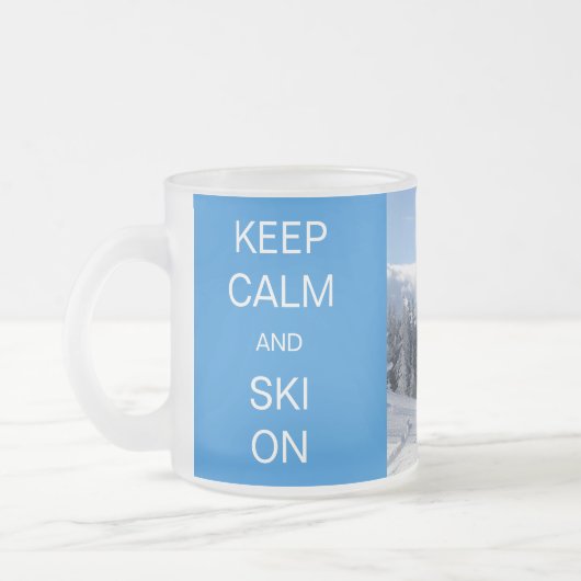 Houd kalm en skie aan matglas koffiemok (Links)
