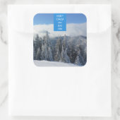 Houd kalm en skie aan vierkante sticker (Tas)