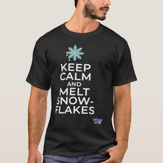Houd kalm en smelt snowflakes patriottische slogan t-shirt (Voorkant)