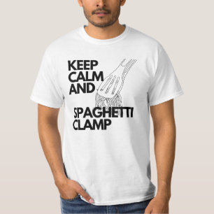 Houd kalm en spaghetti klem t-shirt
