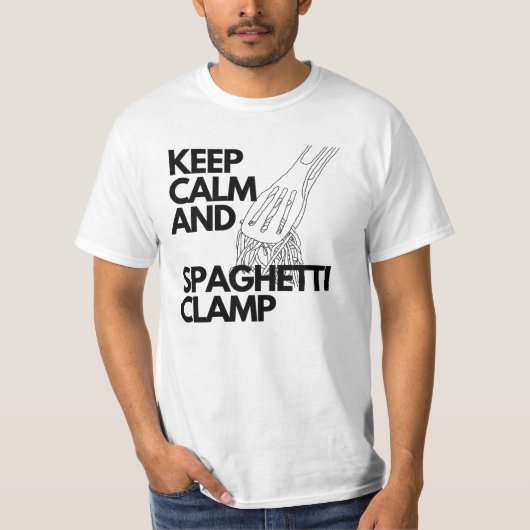 Houd kalm en spaghetti klem t-shirt (Voorkant)