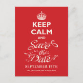 Houd kalm en sparen de Datum Vlaams Manuscript Fun Aankondigingskaart (Voorkant)