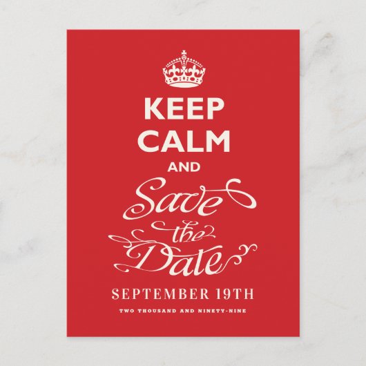 Houd kalm en sparen de Datum Vlaams Manuscript Fun Aankondigingskaart (Voorkant)