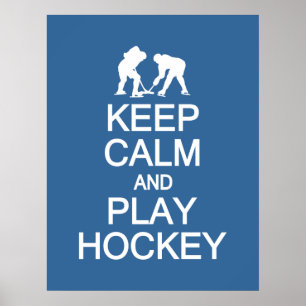 Houd kalm en speel aangepaste Hockey-kleurenposter Poster