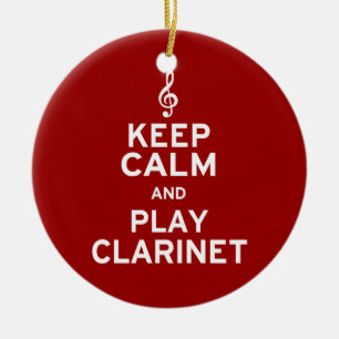 Houd kalm en speel Clarinet Keramisch Ornament