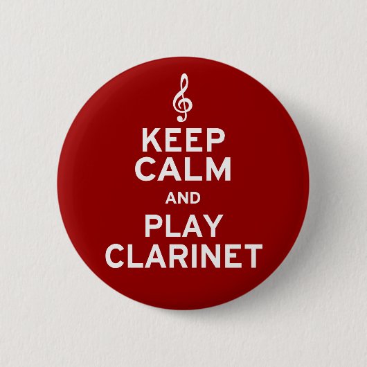 Houd kalm en speel Clarinet Ronde Button 5,7 Cm (Voorkant)