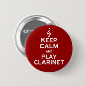 Houd kalm en speel Clarinet Ronde Button 5,7 Cm (Voorkant /achterkant)