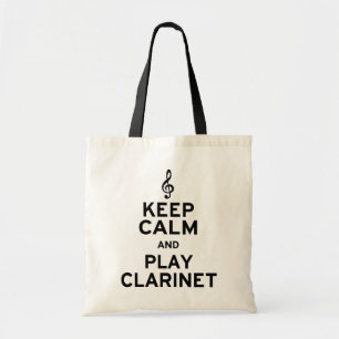 Houd kalm en speel Clarinet Tote Bag