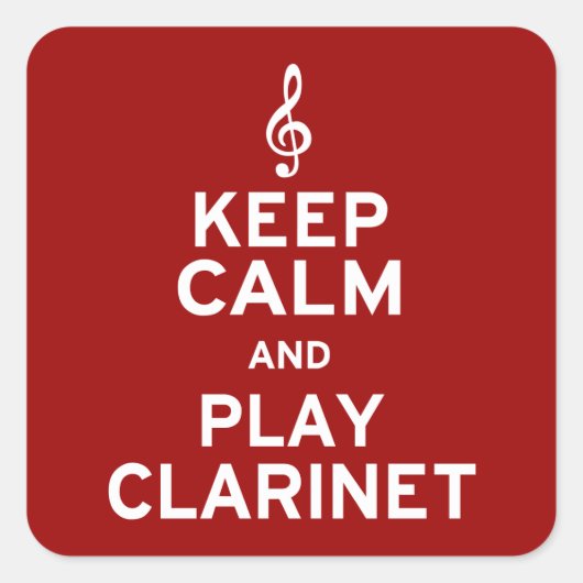 Houd kalm en speel Clarinet Vierkante Sticker (Voorkant)