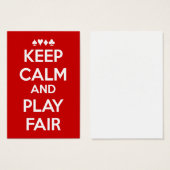 Houd kalm en speel eerlijk visitekaartje (Voorkant /achterkant)