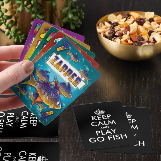 Houd kalm en speel Go Fish aangepaste speelkaarten (Insitu)