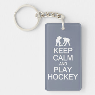Houd kalm en speel Hockey aangepaste kleurenketen Sleutelhanger
