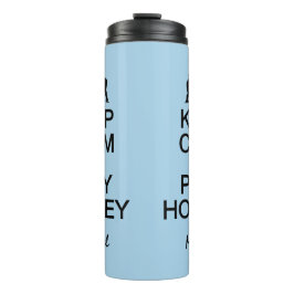 Houd kalm en speel Hockey, aangepaste naam en kleu Thermosbeker