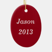 Houd kalm en speel op de rode ovale versiering keramisch ornament (Achterkant)