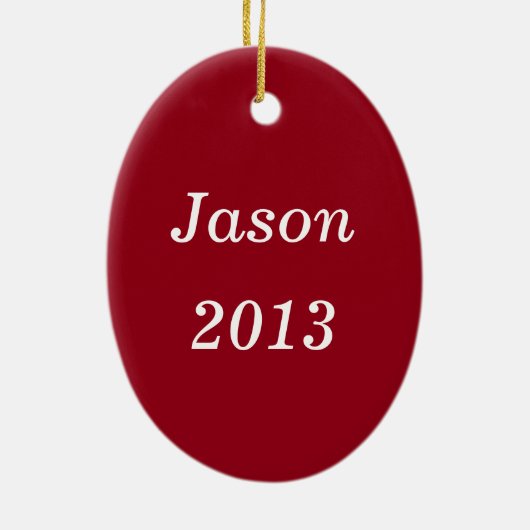 Houd kalm en speel op de rode ovale versiering keramisch ornament (Achterkant)