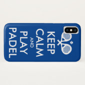 Houd kalm en speel padel tennis iPhone X cover (Achterkant (horizontaal))