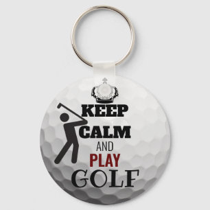 Houd kalm en speel Persoonlijk Golfbal Toetsen Sleutelhanger
