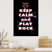 Houd kalm en speel rots poster (Keuken)