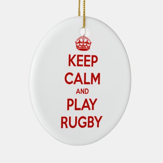 Houd kalm en speel Rugby Keramisch Ornament (Rechts)