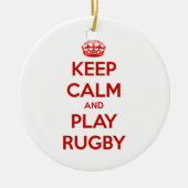 Houd kalm en speel Rugby Keramisch Ornament (Voorkant)