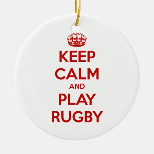 Houd kalm en speel Rugby Keramisch Ornament (Voorkant)